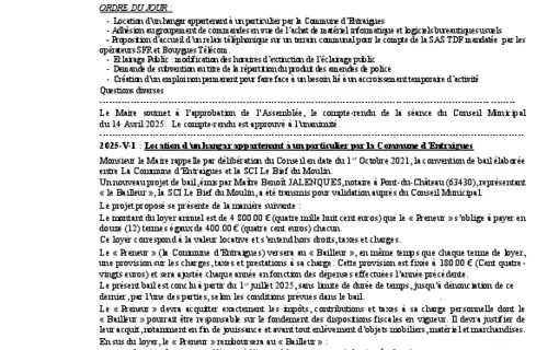 PV conseil municipal ann&eacute;e 2025