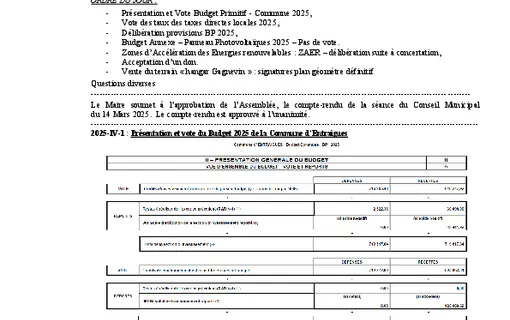 PV conseil municipal ann&eacute;e 2025